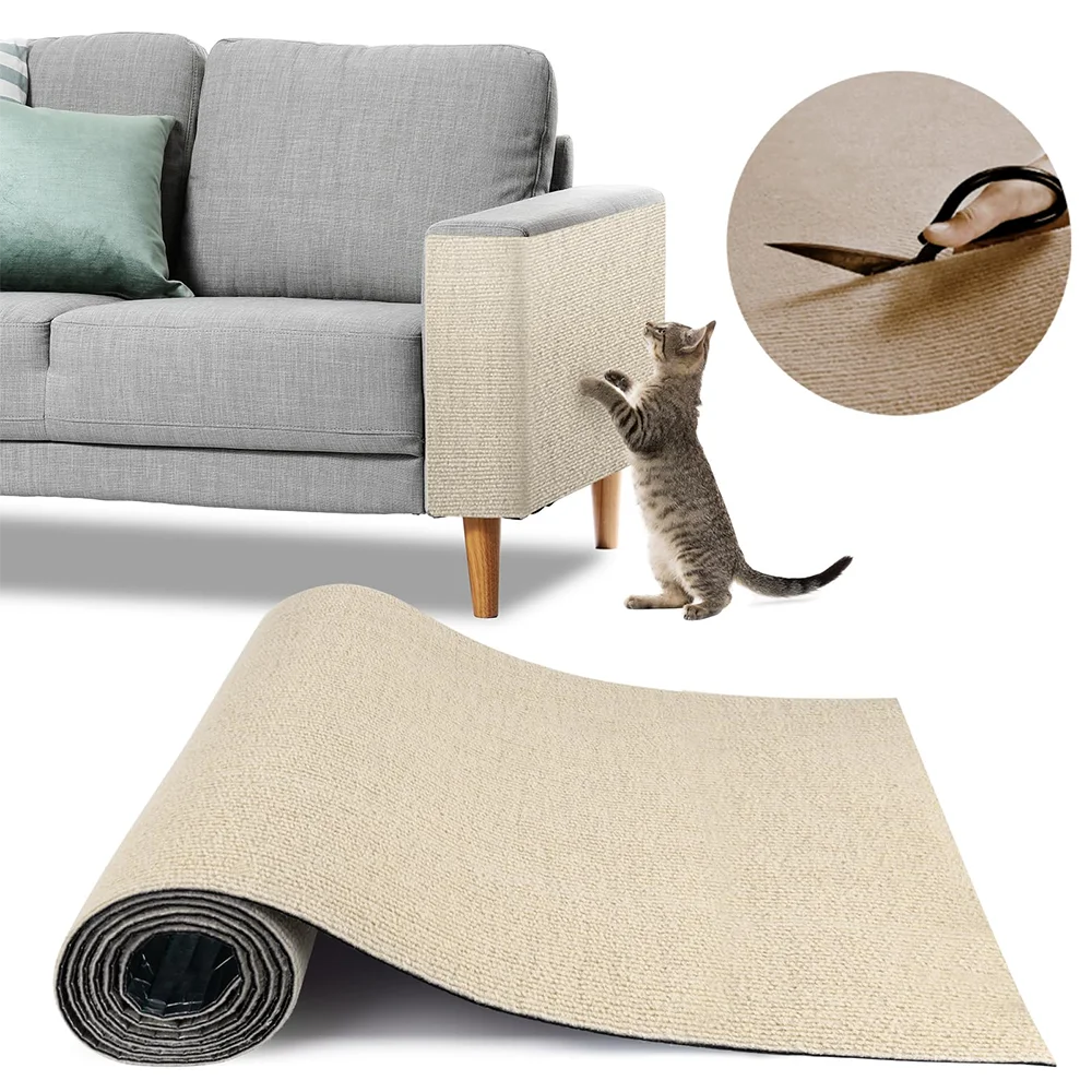 4 Sizes Self-adhesive Cat Scratcher Sofa Protector Cats Scratcher Pad Board Protection Trimmable Carpet DIY Cat Scratch Mat
