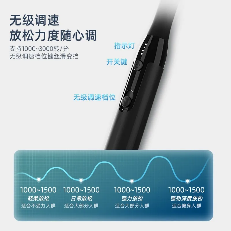 Long Handle Massage Gun Telescopic Extended Curved Head Electric Muscle Fascia Hammer For Body Relaxation