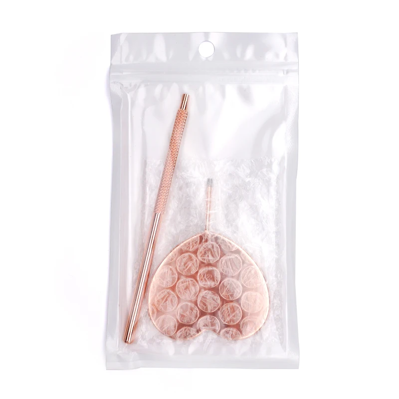 Extensiones de pestañas, espejo de control en forma de corazón, espejo de pestañas multifunción de acero inoxidable, suministros de maquillaje de belleza