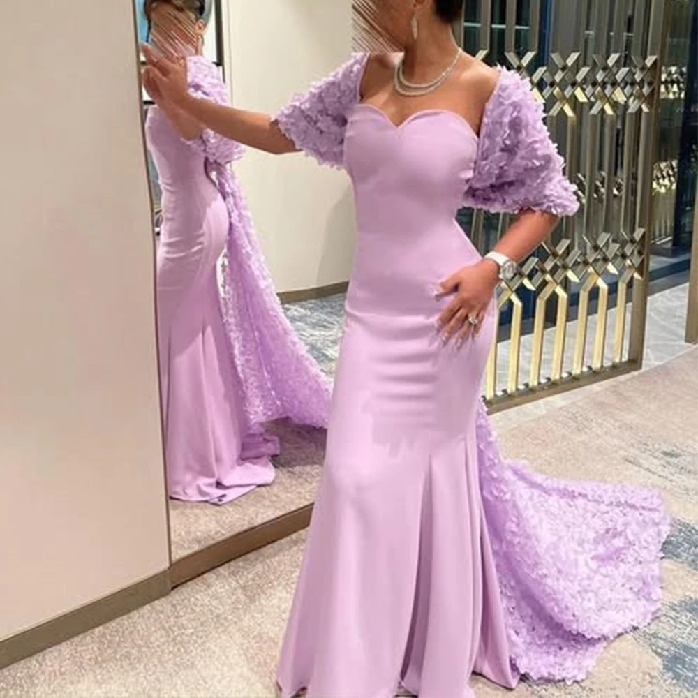 Flechazo Sheath Mermaid Evening Dress Sweetheart with Jacket Half Sleeve Customized Women Floor Length Prom Gowns for Party