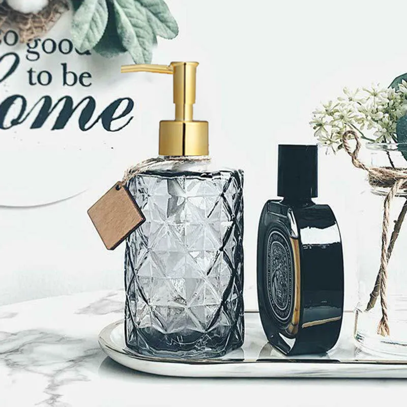 

Vintage Soot Glass Hand Sanitizer Pressing Bottle Lotion Concave-Convex Texture Packaging Liquid Shower Gel