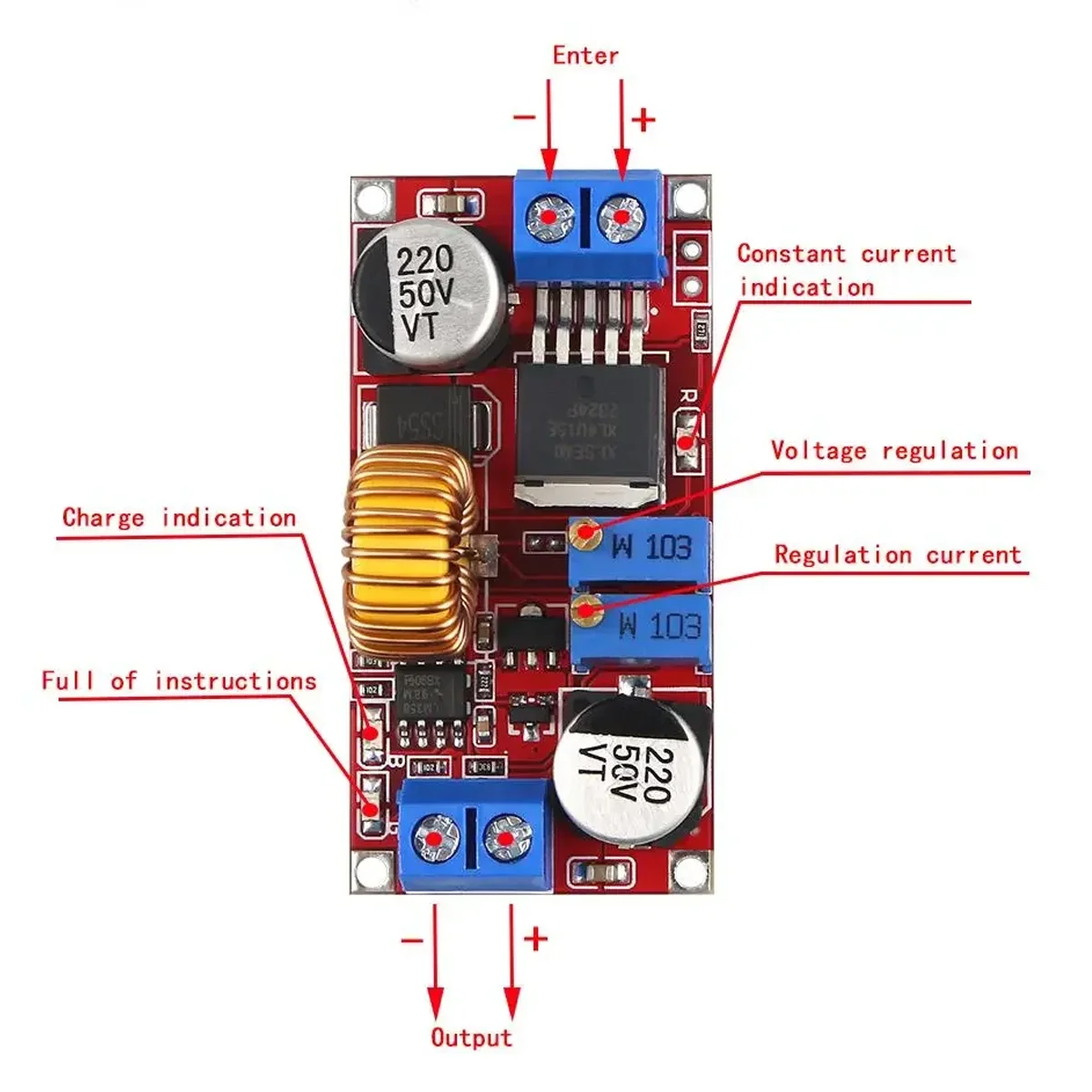 3 Stück 5A DC-DC Einstellbarer Abwärtswandler XL4015 4-38 V auf 1,25-36 V Abwärtsstromversorgung Spannungsregler Leistungsmodul