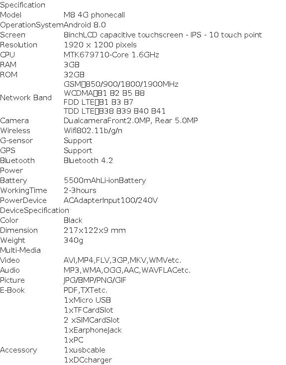 Tablette Android 8 Pouces 4g Lte Avec Gps Et Double Caméra_voghion.com