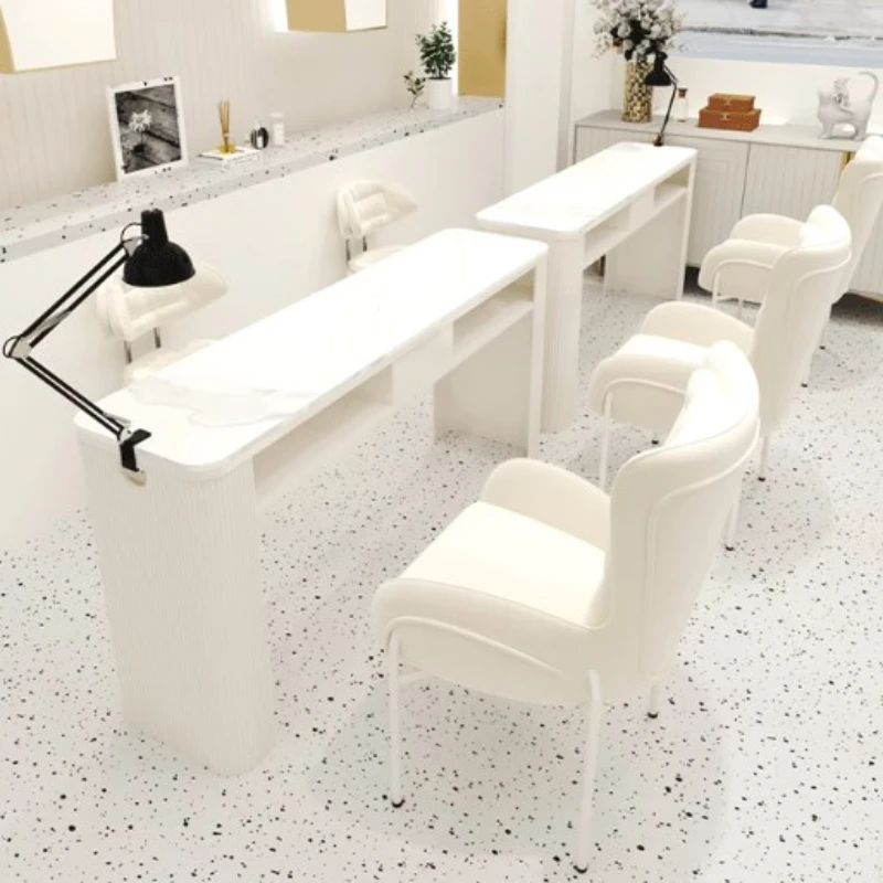 Profesional Design Nail Desk Chairs White Aesthetic Nordic Nail Table Vacuum Cleaner Scrivania Per Unghie Salon Furniture