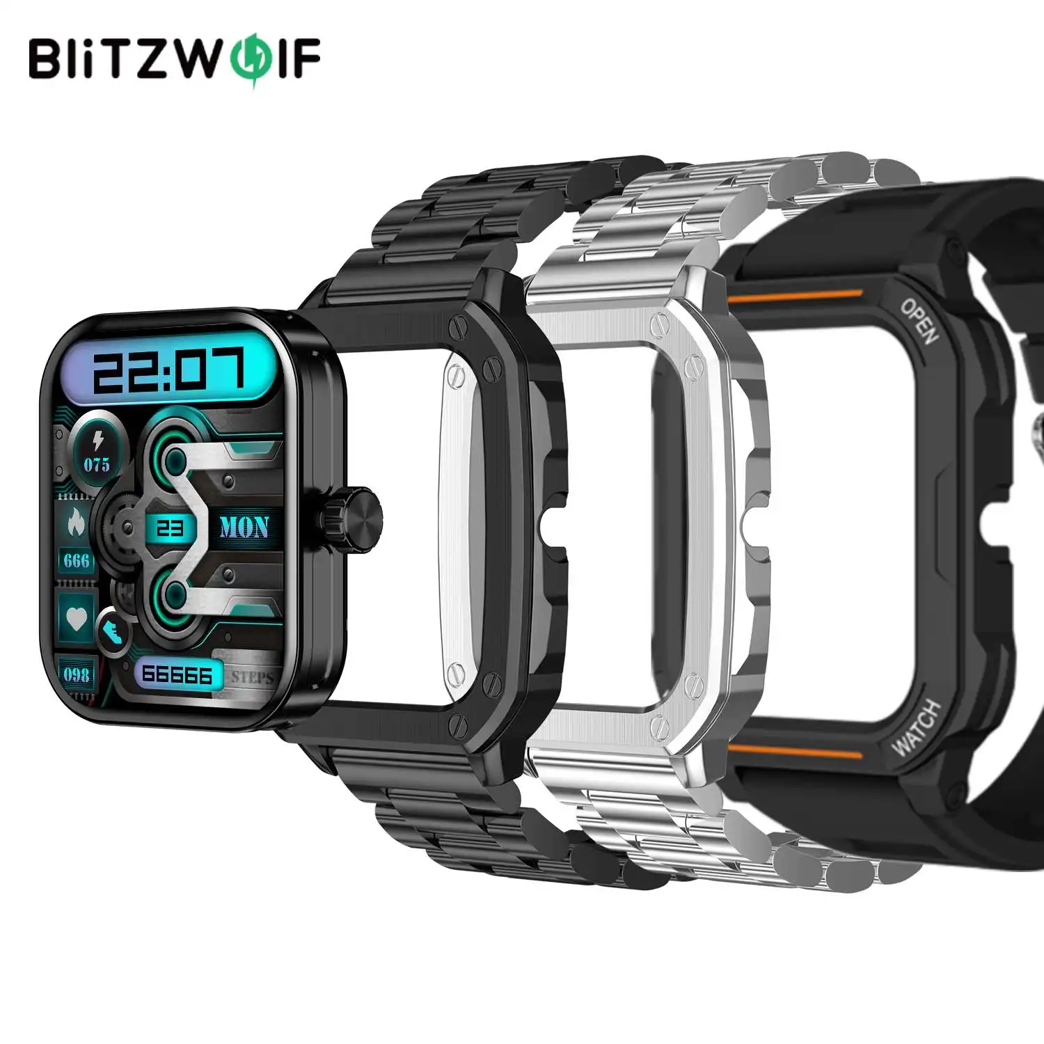 IN STOCK BlitzWolf BW-GTC3 1.99 inch HD Screen Dual bluetooth Heart Rate Blood Pressure SpO2 Health Monitoring Smart Watch