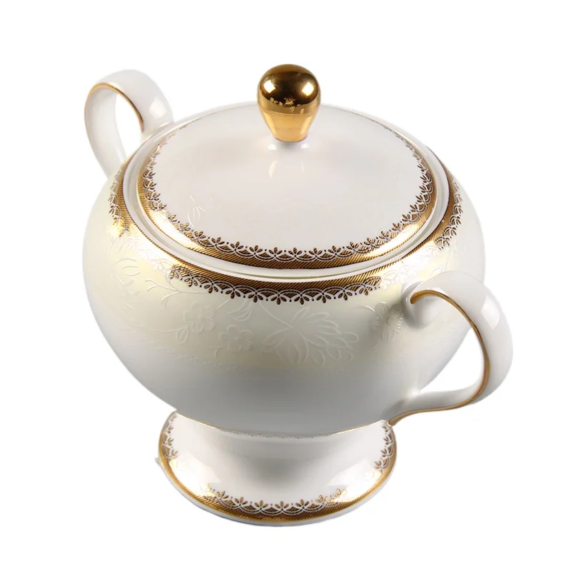 Luxury Royal White Phnom Penh Teapot and Cup Bone China Restaurant Hotel Household Teapot