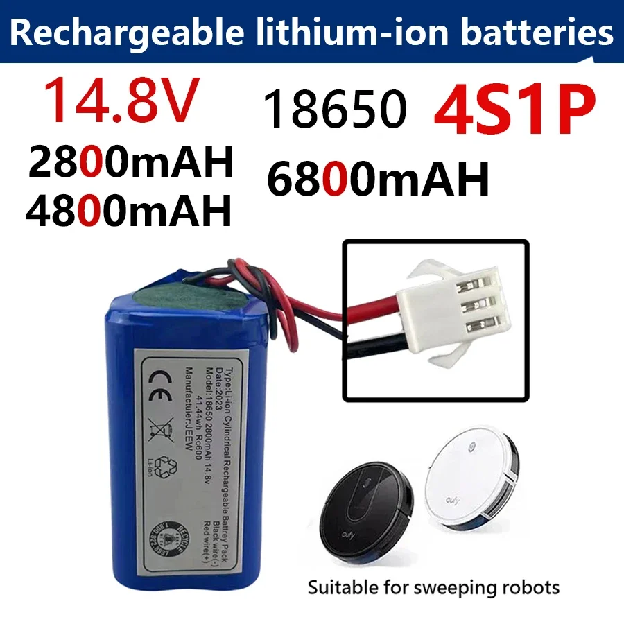 

New 14.8V 2800/4800/6800mAh Lithium-ion Battery Pack 18650 4S1P Suitable for Sweeping Robot Battery replace