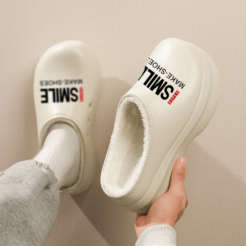 

Cotton Slippers for Men and Women in Autumn and Winter, Fleece-Lined, Thickened, Warm, Thick-Soled Cotton Shoes, Oil-Proof, Non-Slip, Chef's Closed-Toe Slippers