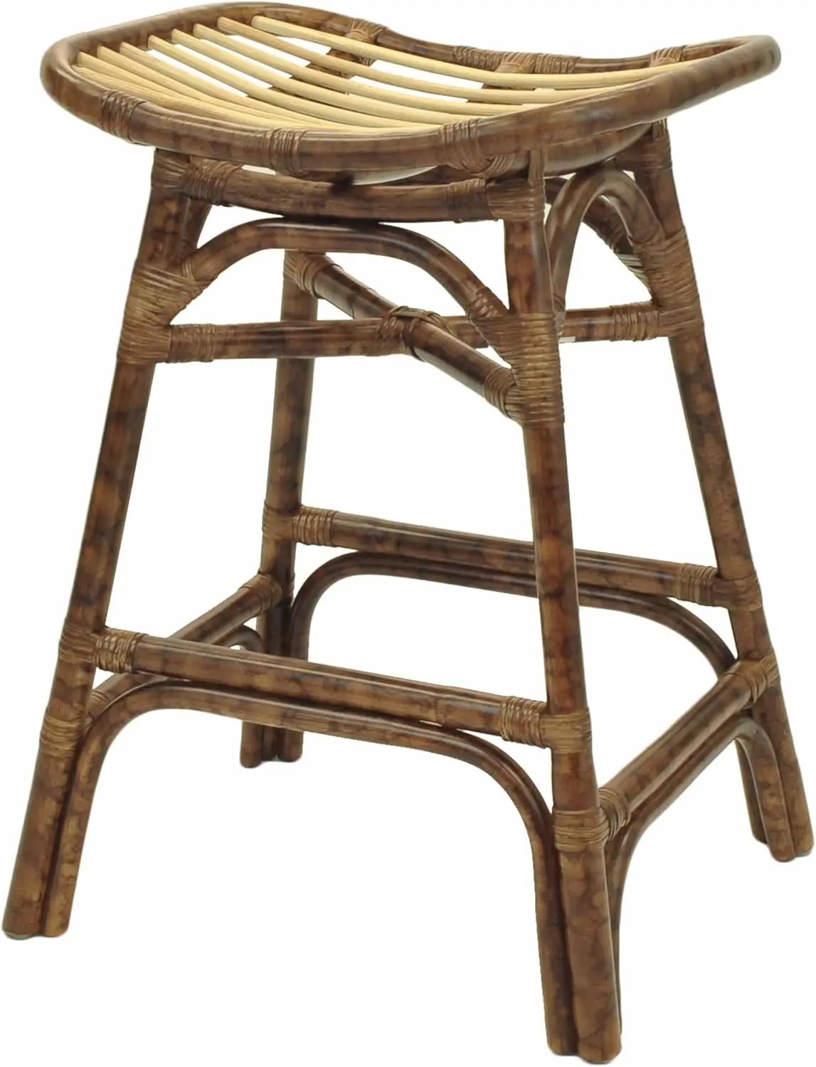 New Pacific Direct Beyla Rattan Backless  Counter Bar & Counter Stools, Marble Brown