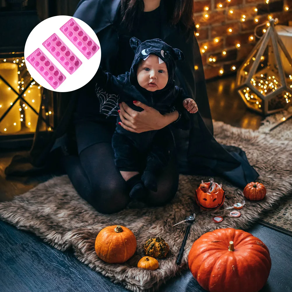 

3Pcs Pumpkin Ice Cube Trays Silicone 12-Grid DIY Ice Molds Halloween Kitchen Tools Jelly Chocolate Molds