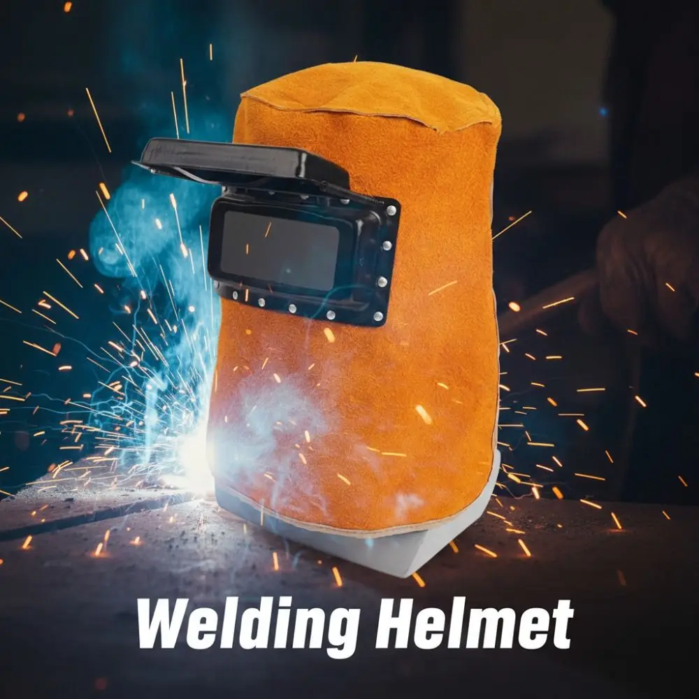 

Маска для сварочного шлема с открытыми линзами, прочный удобный кожаный сварочный капюшон, огнестойкий, термостойкий