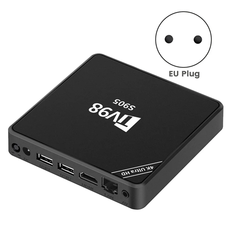 TV98 TV Box 1G+8G Set Top Box S9054K Android 12 Smart TV Box RJ45 10M 100M TV98 Media Player EU Plug