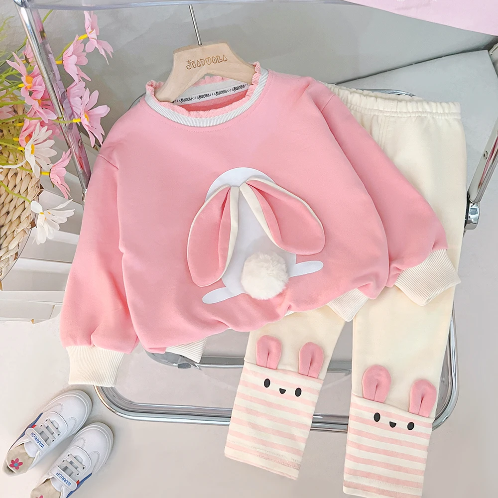 Autumn Children Clothing Sets for Baby Girls T Shirt Pants Toddler Kids Tracksuit Cute Cartoon Rabbit Infant Clothes Outfits