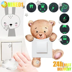 Luminous Switch Stickers Glow In The Dark Decorative Sticker Kids Room Home Decoration Cartoon Cat Dog Fairy Star Pvc Wall Decal