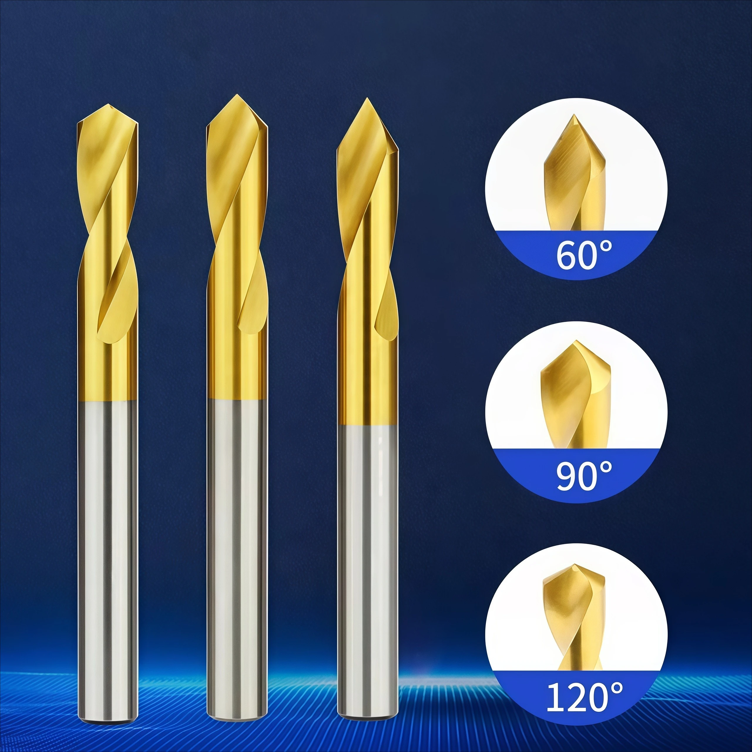 HSS-Co NC Spot Drill 1-25mm Diameter 50-250mm Length 60/90/120° Center Drill Bit Pilot Hole Chamfer CNC Tool