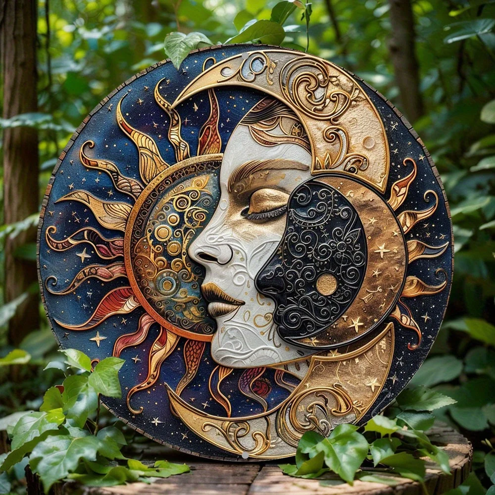 

Sun and Moon metal decoration plate, 2D flat plate, sun and moon, perfect gift for mom, women, home, garden, Farmhouse