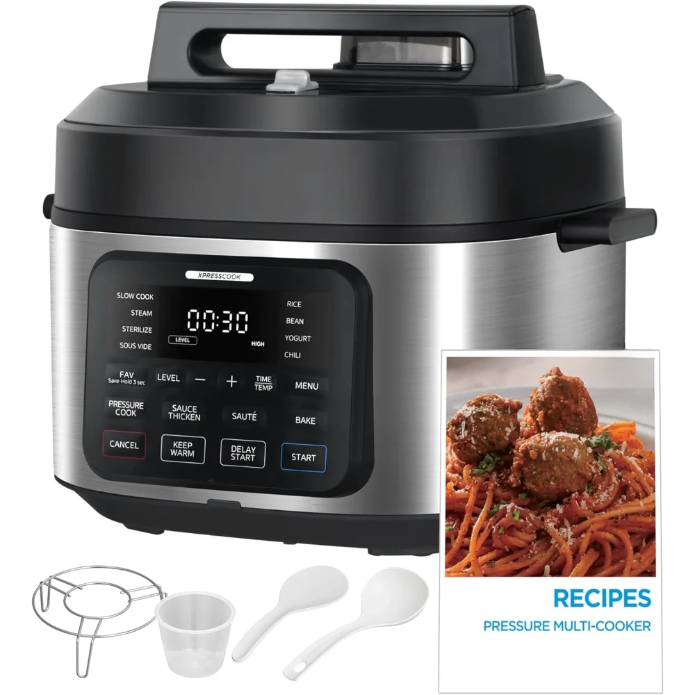 6.5 Quart Slow Cooker, 12-in-1 Electric Pressure Cooker, Multi-Functional Programmable Slow Cooker