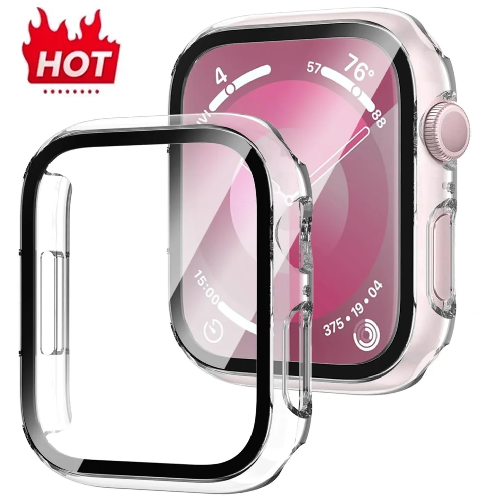 

Glass+Cover for Apple Watch Case 9 8 7 6 SE 4 IWatch Accessorie Screen Protector Apple Watch Serie 40mm 44mm 45mm 41mm 42mm 38mm