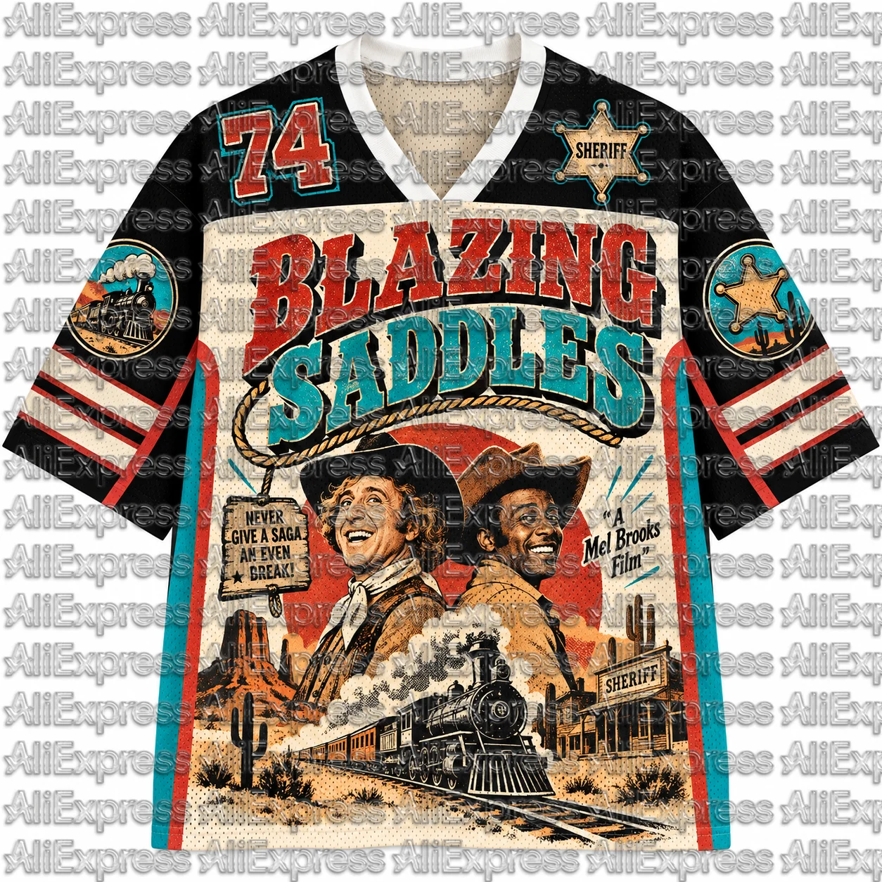 2026 Popular 80s Themed Sports Fashion Short Sleeved V-neck Mesh Streetwear Retro Band Movie Game Fan Gift T-shirt