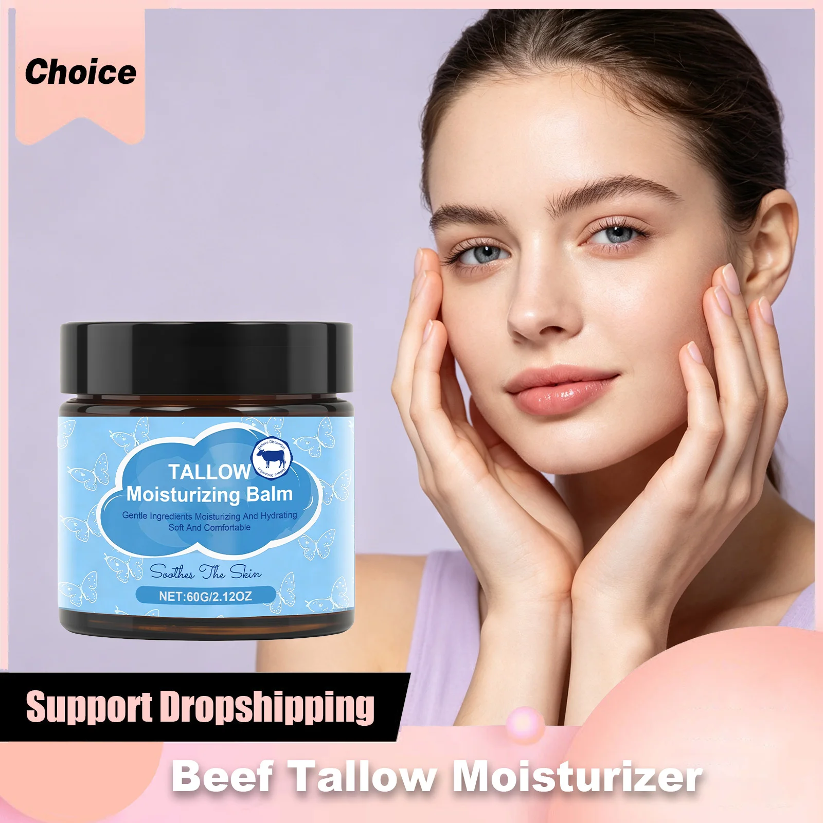 Beef Tallow Moisturizing Balm Cream Enhance Elasticity Soften Dry Rough Skin Improve Redness Tighten Pores Face Body Moisturizer