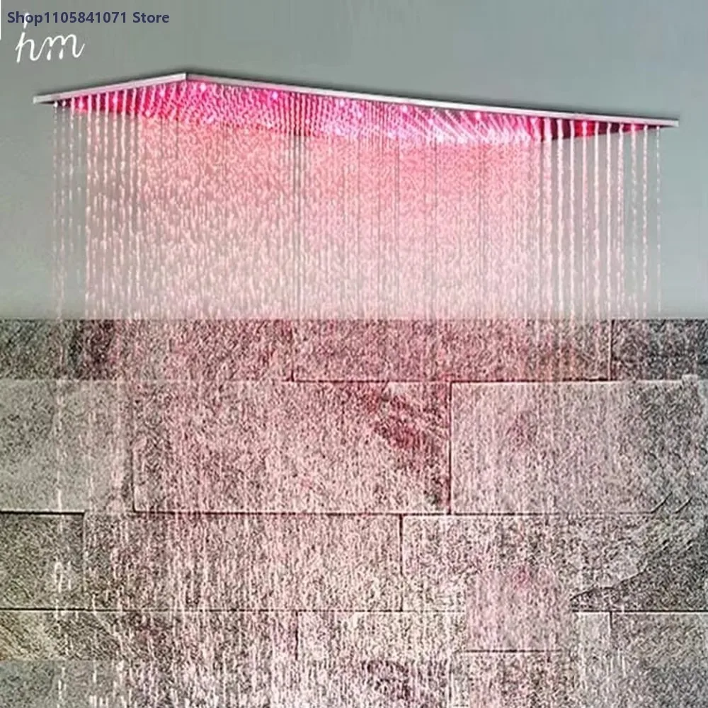 400x800mm High Flow 18L/min Stainless Steel Shower Head LED Rainfall Glow Water Generator Bathroom