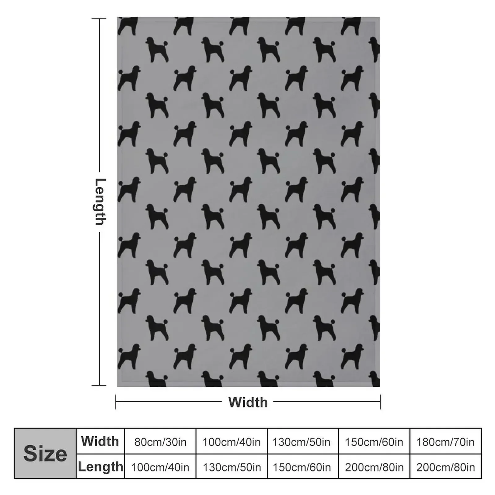 Black Toy Poodle Silhouette(s) Throw Blanket couch cozy soft plush fuzzy picnic outdoor blanket
