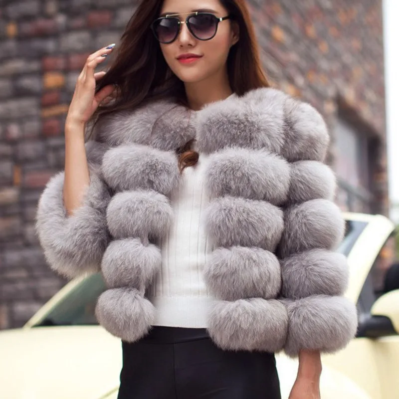 2024 รายละเอียดใหม่ผู้หญิงFaux Fur Coatฤดูใบไม้ร่วง/ฤดูหนาวคุณภาพสูงPuffyสั้นเสื้อFaux Fur Jacketผู้หญิงFurryแฟชั่นtop