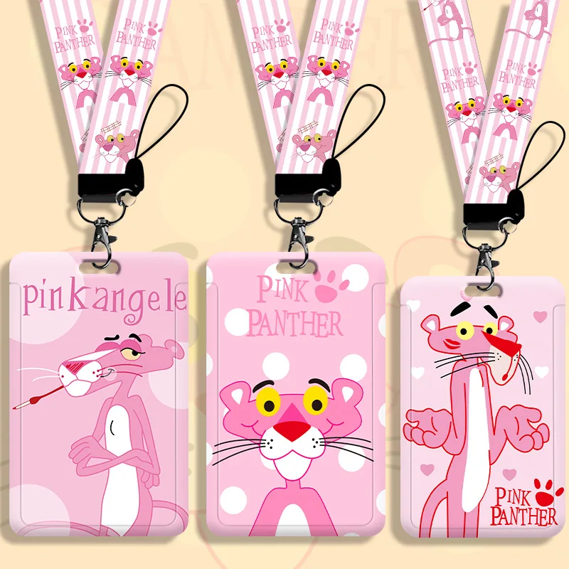 Tempat Kartu Gantung Disney Pink Panther Lucu, Gantungan Kunci Kartun, Tempat Kartu Identitas, Kartu Kredit, Kartu Bus, Kartu Pelajar, Set Hadiah