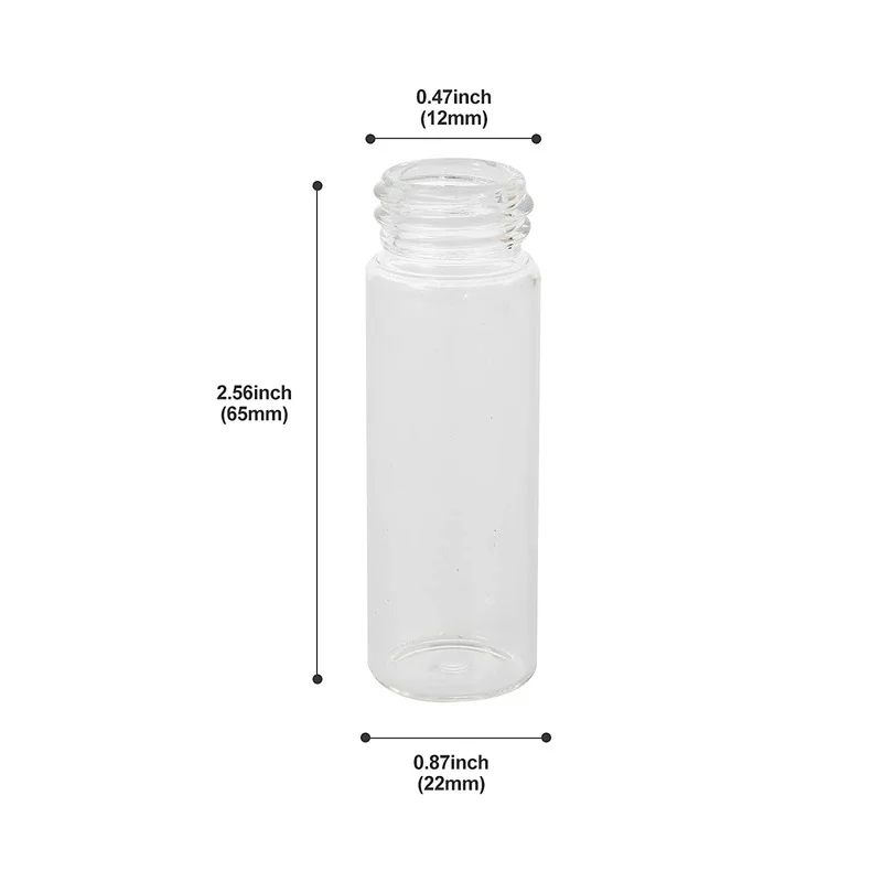 15ml /20ml Glass Vials with Screw Caps and Plastic Stoppers, Small Clear Liquid Sample Vial, Leak-Proof Vial, 12PCS