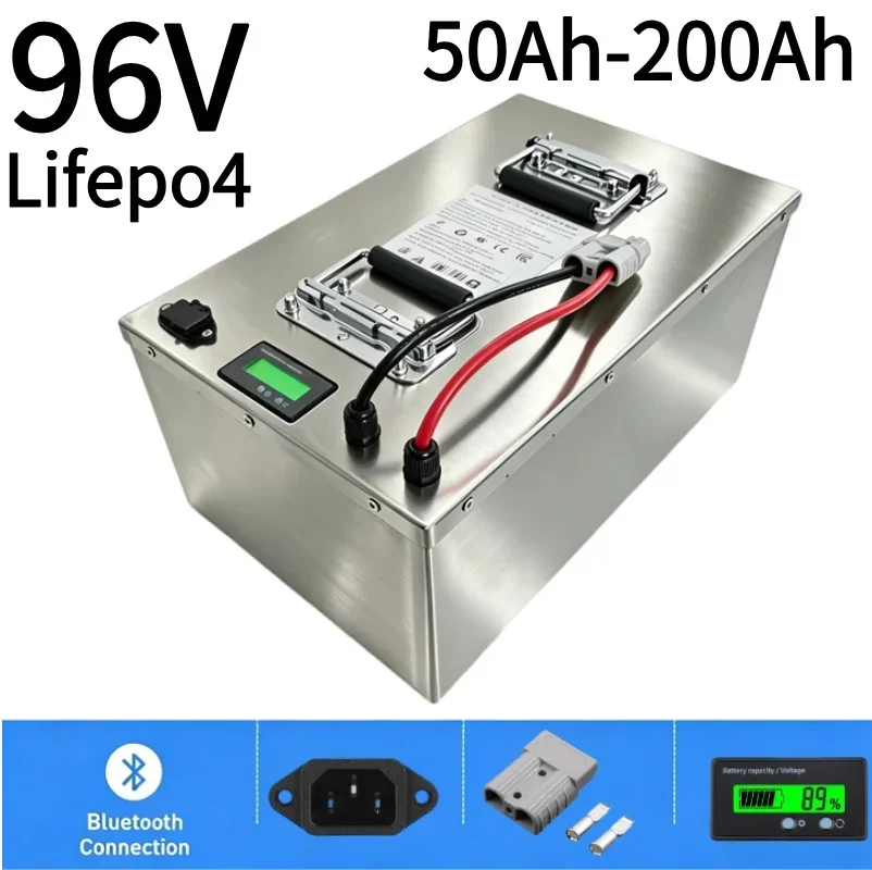 Hot Sale 96V 32S LiFePO4 Battery Pack 50Ah‑200Ah Smart Bluetooth APP BMS Grade A Deep Cycle Rechargeable Battery For Golf Cart R