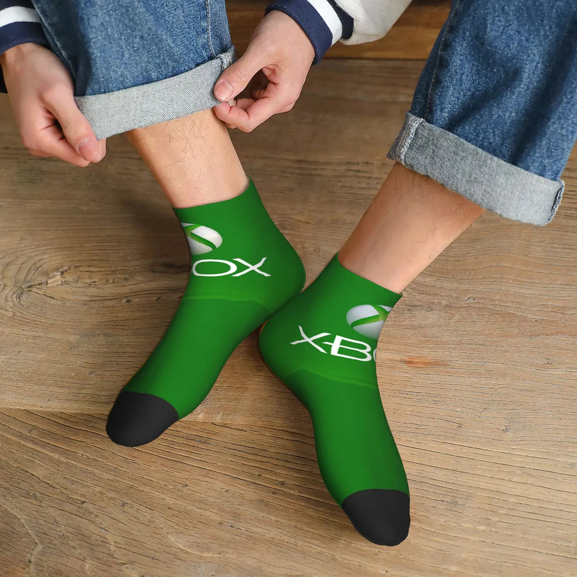 

Всесезонные зеленые носки с логотипом Xbox Harajuku, высококачественные носки для экипажа, повседневные чулки для мужчин и женщин, подарки