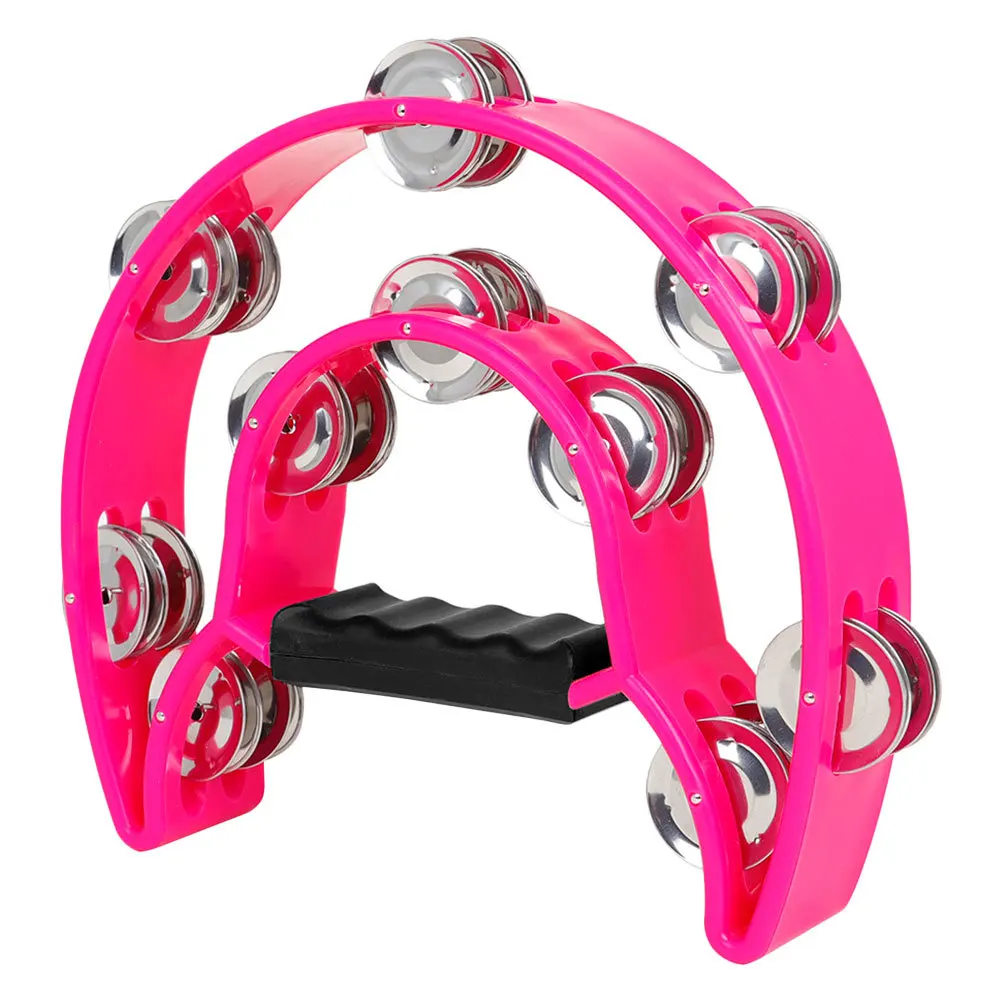 

Hand Held Tambourine Double Row Metal Percussion Instrument for Kids Early Educational Color Voice Hearing Training Party Prop