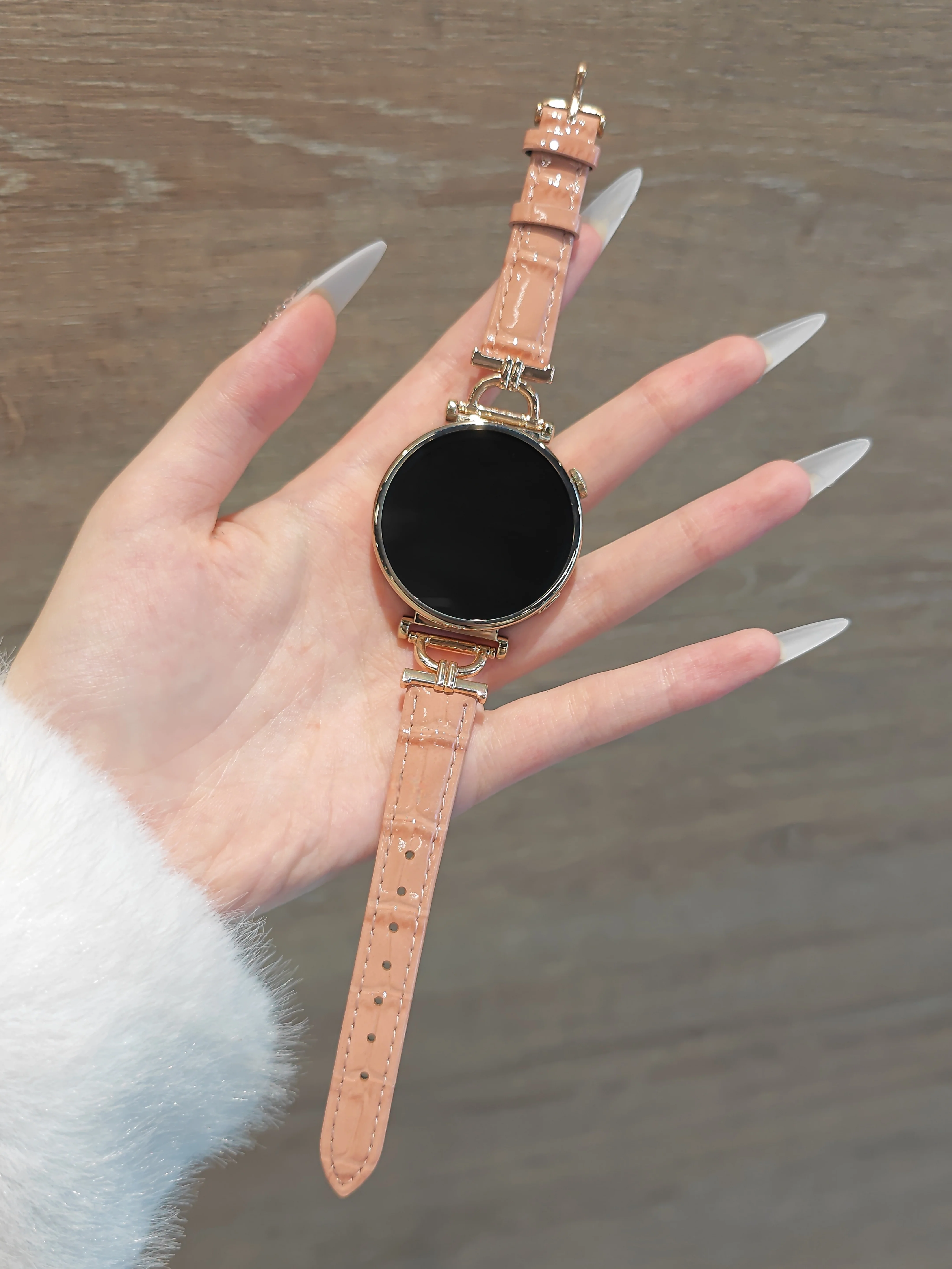 

Shiny small D leather suitable for HW Watch Fit3/Fit4 straps and HW Band 8/9/10NFC handmade straps