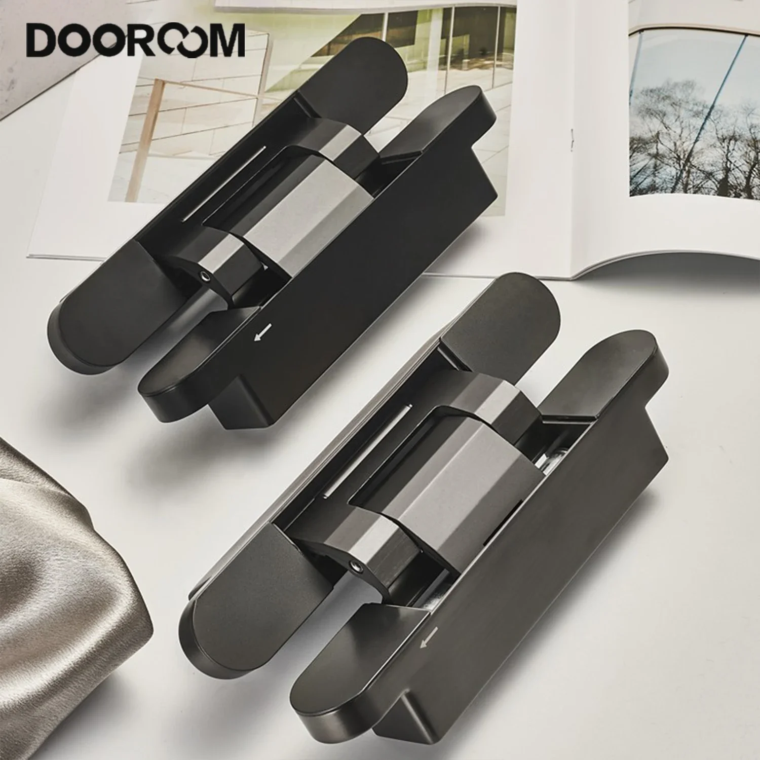 

DOOROOM 180 Degree Swing Hinge Door Close Bearing Invisible Hydraulic Hinge Hidden Kitchen Cabinet Storage Hardware Folding door