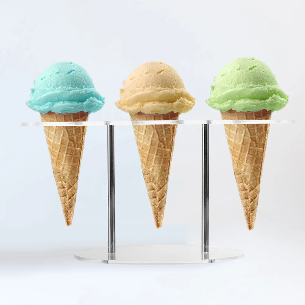 2 Pcs Ice Cream Display Mini Cone Ice-cream Stand Holder Roll Transparent Sushi Acrylic Rack Easy Transfer