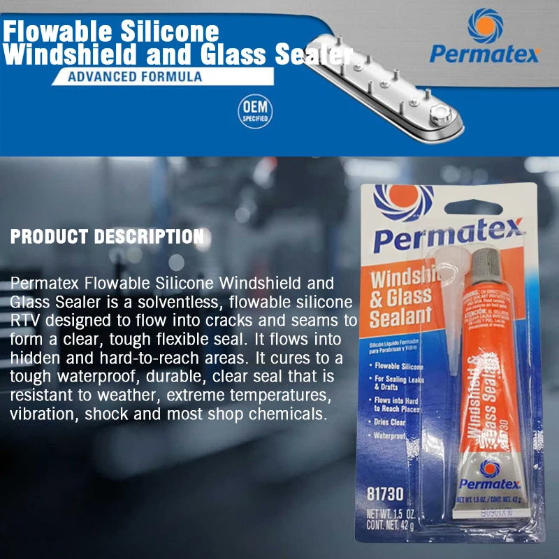 PERMATEX 81730/65AR Heat-Resistant Transparent Windshield Sealant Repair Agent