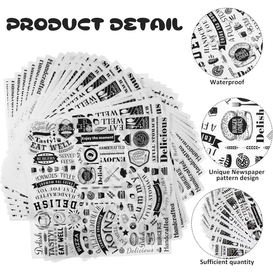 200 قطعة من أوراق الشمع ديلي 12 × 12 بوصة مربعة الشحوم مقاومة صينية سلة بطانات للأغذية الخبز مغلفة هوت دوج Sandwi