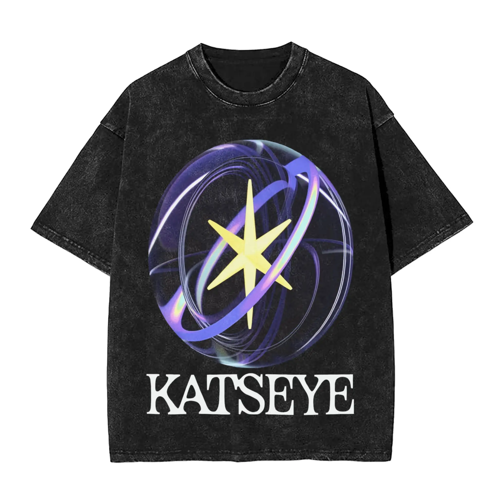 

Men's Katseye Cover Logo T Shirts Top Tees Summer Vintage Short-Sleeve T Shirt O-Neck Hipster Loose Tshirt Hot Sale Tees Tops
