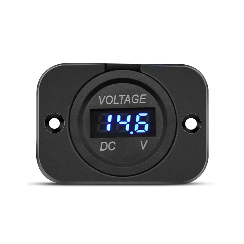 Digital Voltage Meter DC 12-24V Waterproof Round Meter Car Voltmeter with LED Digital Display Panel for Car Motorcycle Boat RV