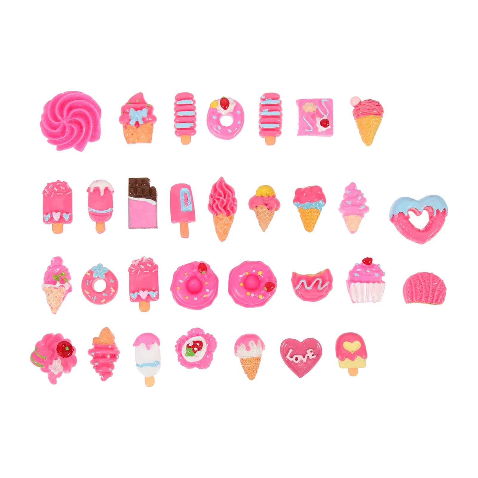30pcs Simulation Food Adornment Mini Diy Phone Case Charm Decor Resin Craft For Kawaii Nail Charms Micro Landscape Ornament