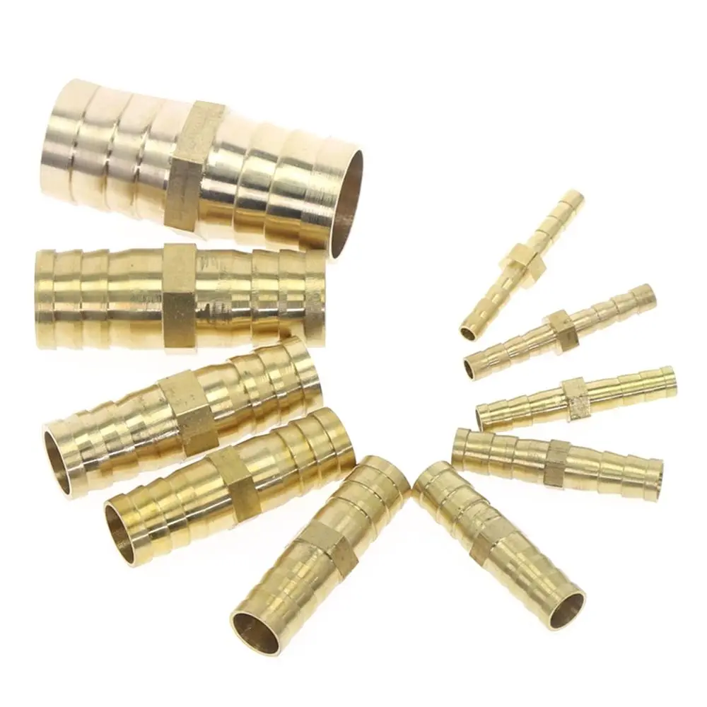 6mm 8mm 10mm 12mm 16mm Straight Pipe Joint Pipe Fitting Tube Hose Barb Brass Equal Barb Coupler Connector Adapter PU PE Tube