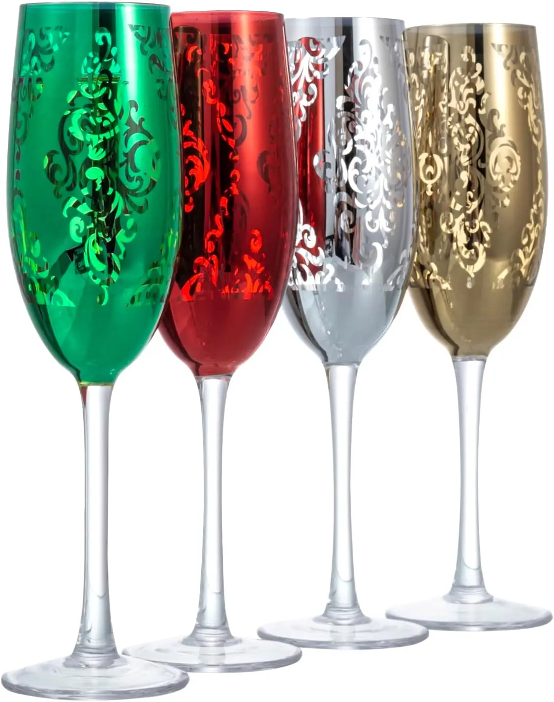 

Modern Stemmed Rose Gold Champagne Flute Set of 6, Bridesmaid and Wedding Toasting Glasses, Prosecco Wine Glass, Mimosa