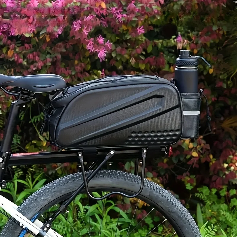 1pc Large Capacity Hard Shell Bike Saddle Bag, EVA Material, Adjustable Strap, Cycling Rear Pannier with Reflective Strip and Bo