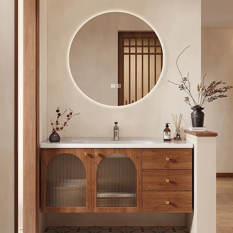 نسخة طبق الأصل خزانة حمام مرآة ريفي الغرور خزانة حمام بالوعة الحديثة الجمالية الشمال Gabinete أثاث فريد من نوعه #3