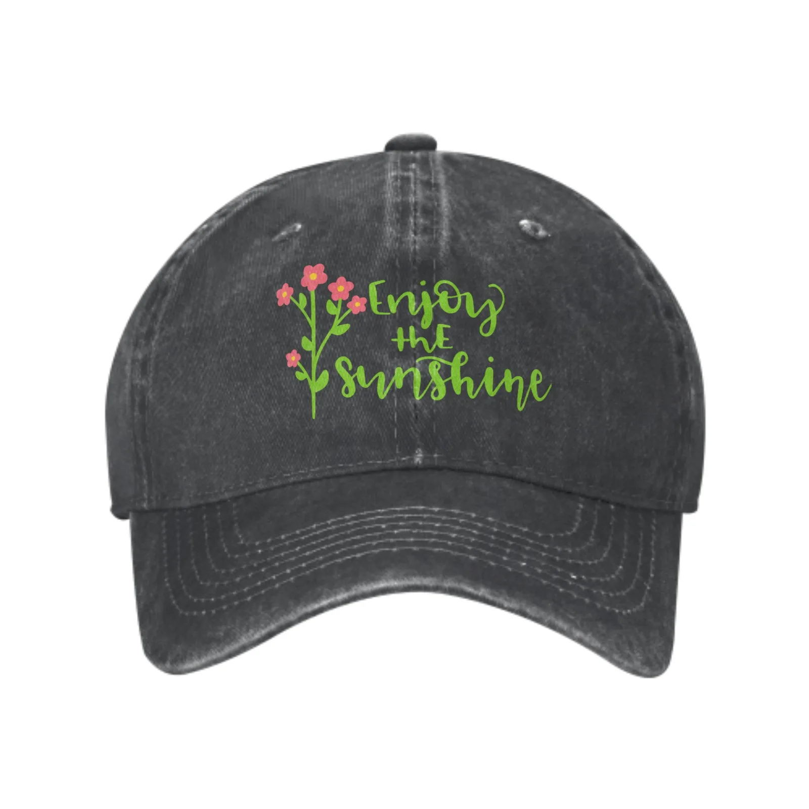 Flower Enjoy The Sunshine Baseball Cap for Men Women Vintage Trucker Denim Hat Washed Cotton Fashion Unisex Adjustable Sports