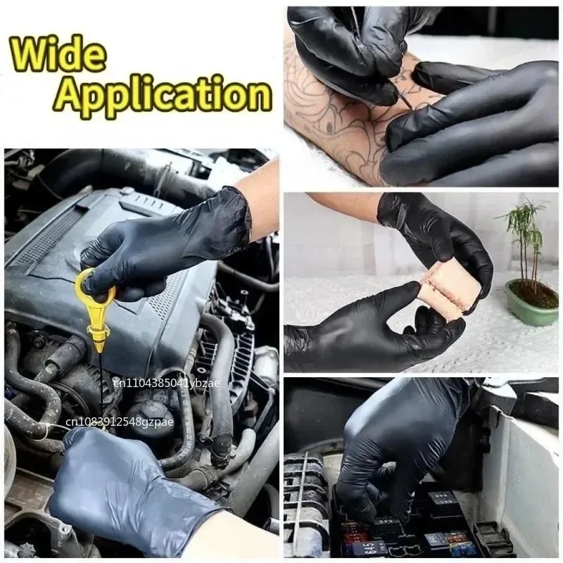 10-400pcs Black Nitrile Disposable Gloves for Work Latex Free Home Cleaning Glove Textured Mechanic Tattoo Hair Dye Beauty