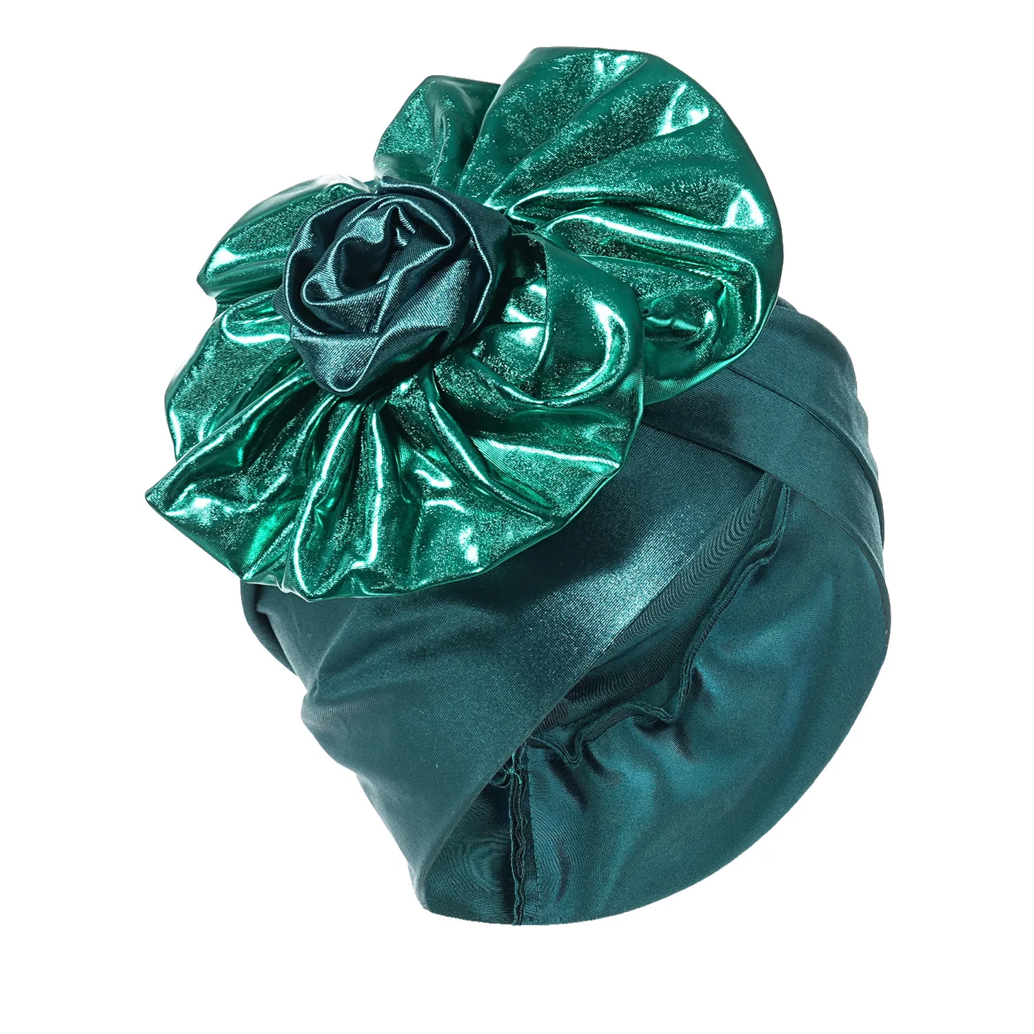 

Свадебная вечеринка, блестящий тюрбан с большим цветком, шапка-хиджаб, африканский головной убор, женские повязки на голову, авто Геле, мусульманский платок, тюрбан