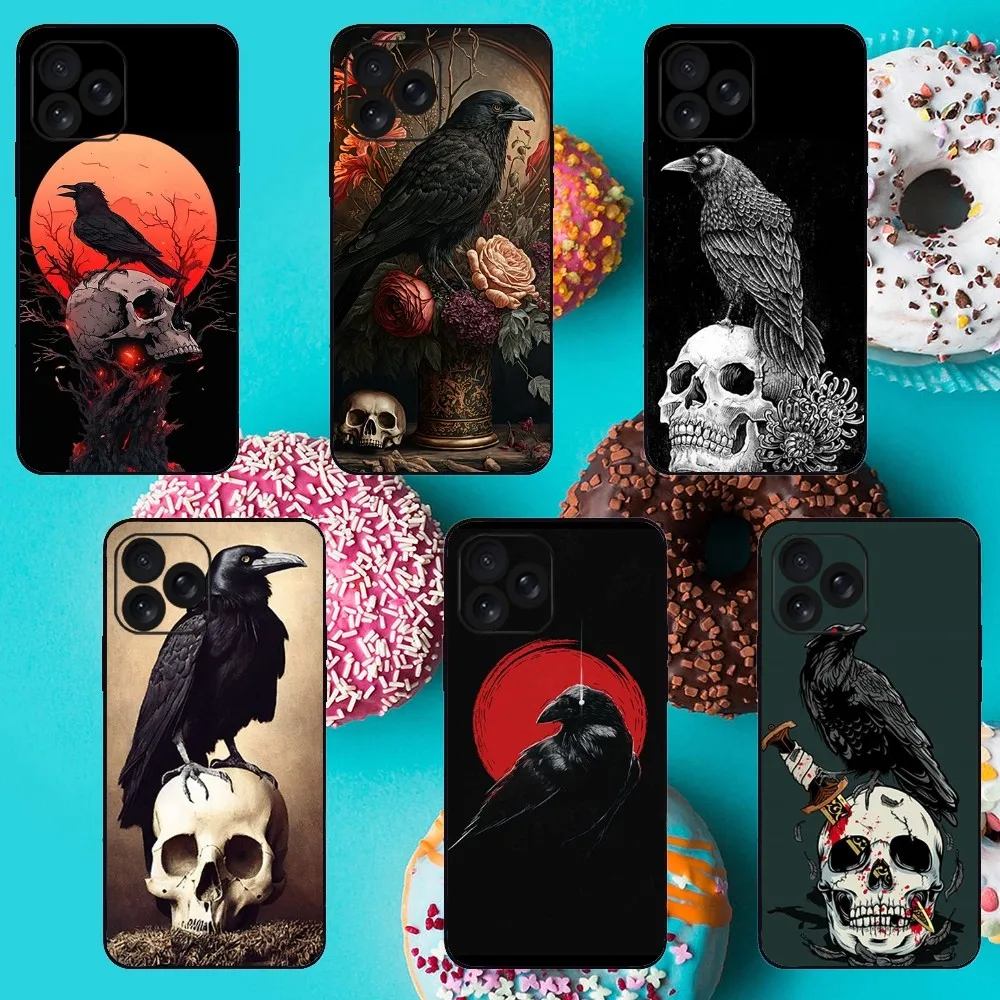 Crow Raven Dark Skull Phone Case For iPhone 8 11 12 13 14 15 Mini X XR XS PRO MAX Plus Shell