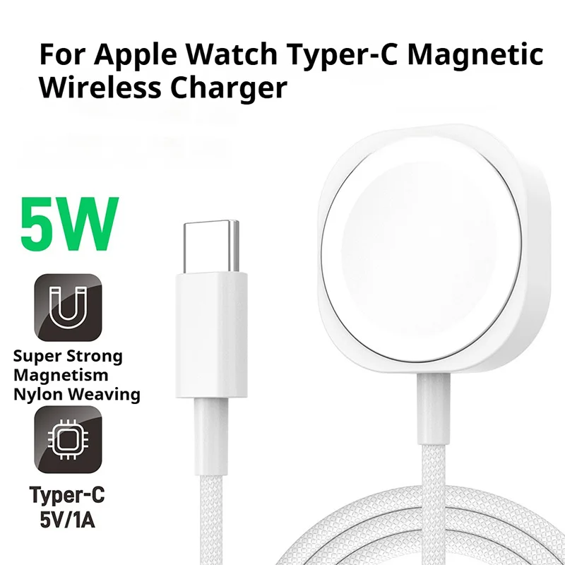 شاحن لاسلكي سريع مغناطيسي محمول لسلسلة ساعات أبل 10 9 8 7 6 5 4 3 2 1 Ultra Hermes Edition iWatch كابل شحن