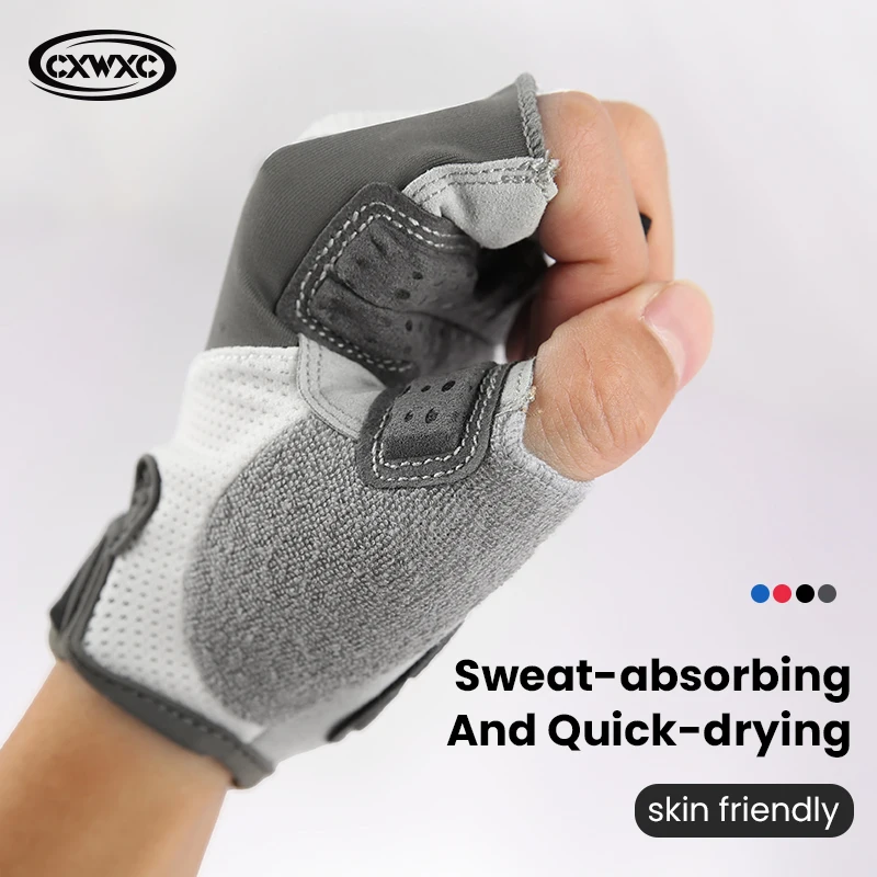 CXWXC Bicycle Half Finger Gloves MTB Road Bike Cycling Liquid Gel Pads Shockproof Breathable Short Mitten Guantes Ciclismo